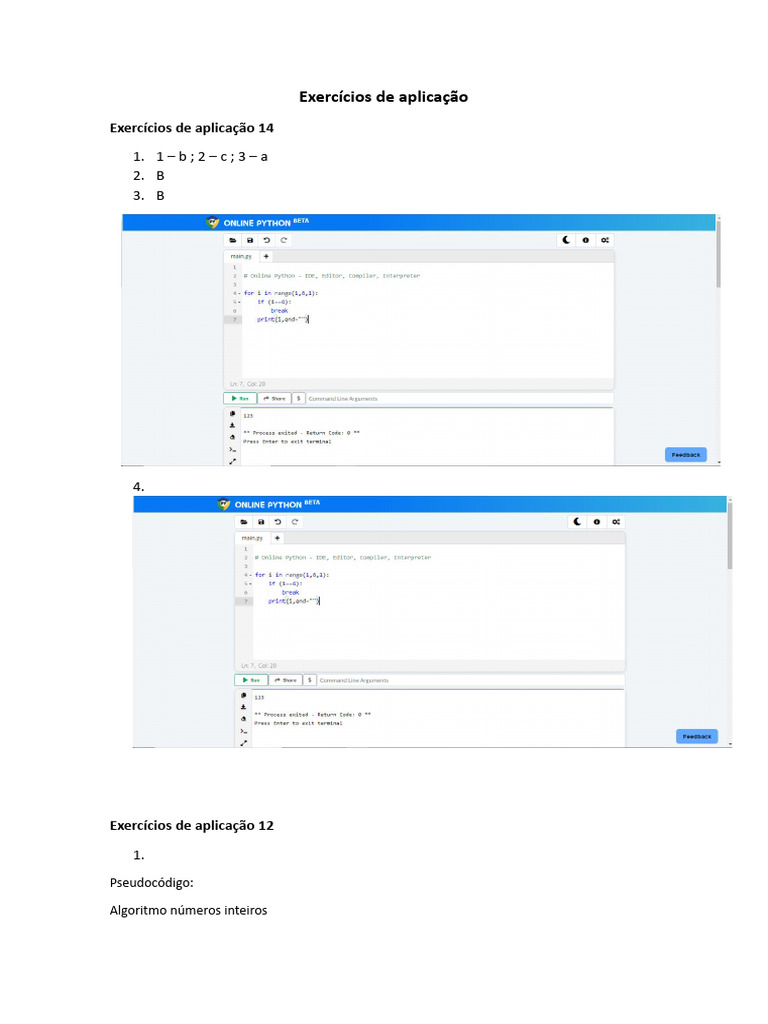 Exercícios De Aplicação Pdf