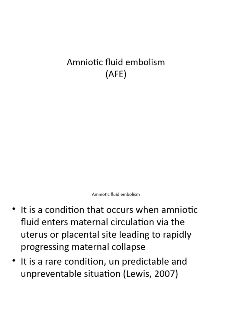 Understanding Amniotic Fluid Embolism | PDF | Childbirth | Causes Of Death