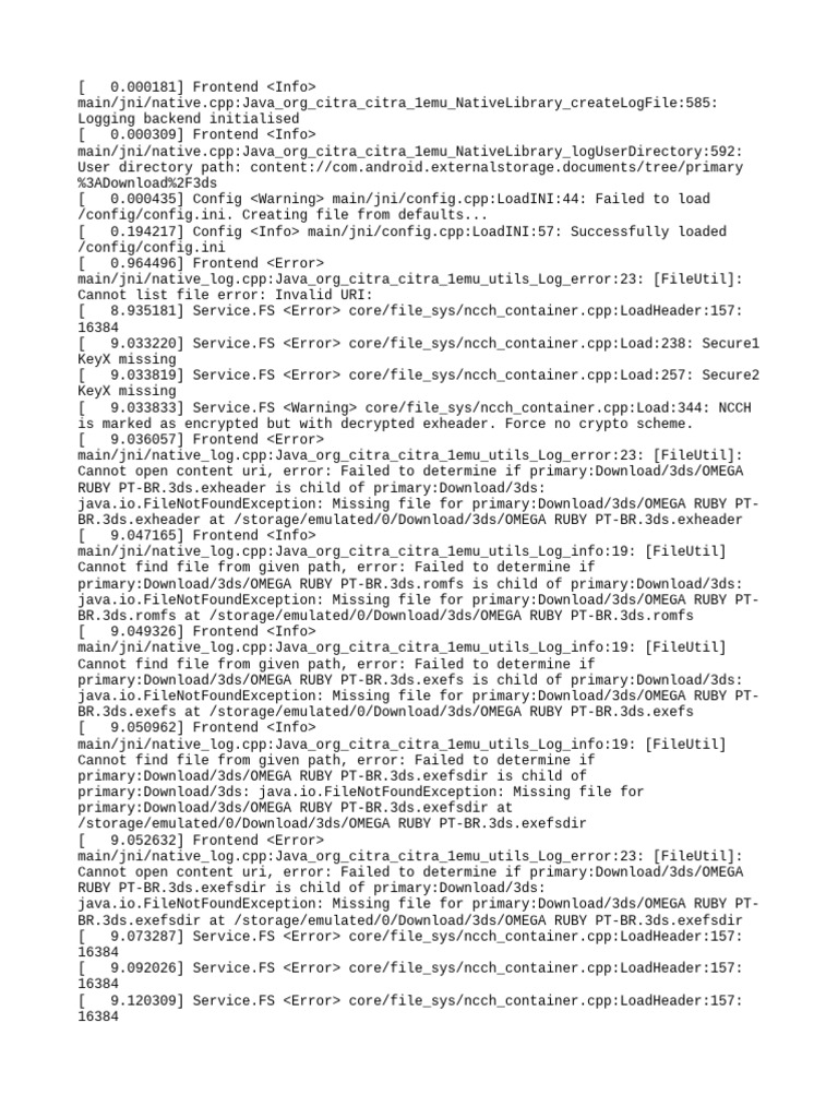 Citra Emulator Log Errors and Warnings | PDF | Encryption | Computing