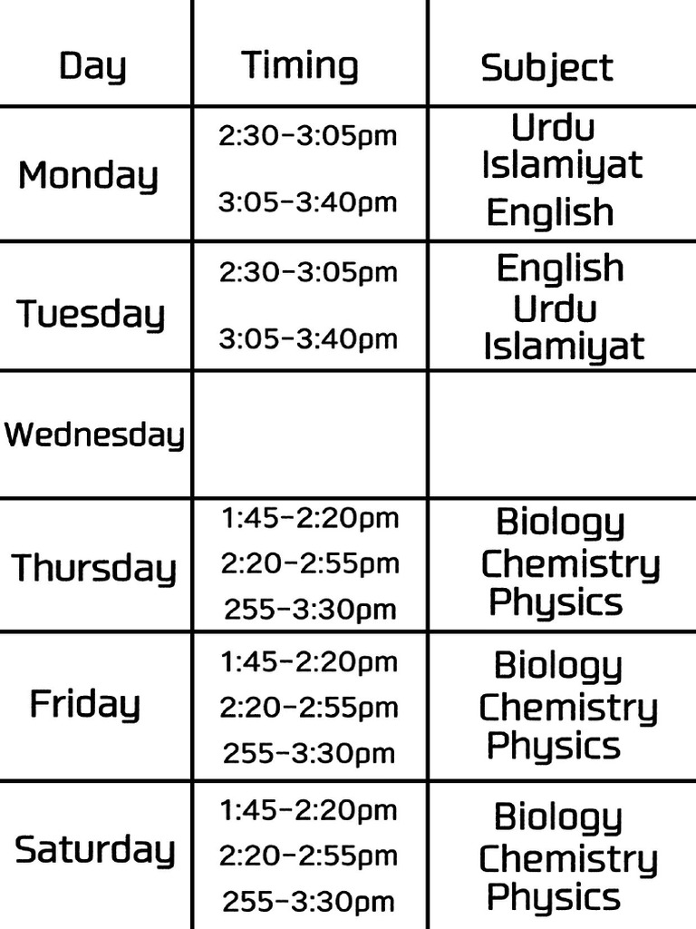 Time Table | PDF