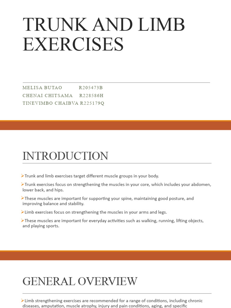 Trunk and Limb Strengthening Exercises | PDF | Strength Training ...