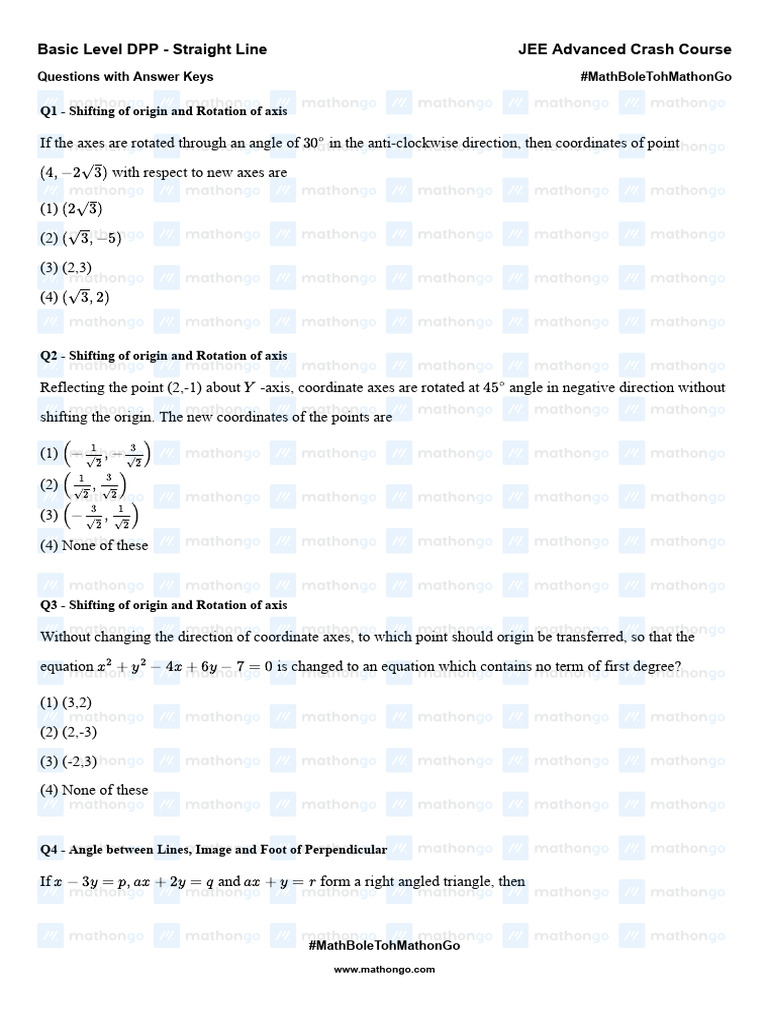 Straight Line Geometry Problems | PDF | Line (Geometry) | Triangle