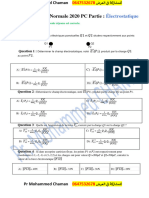 Examen Session Normale 2020 PC Partie Électrostatique