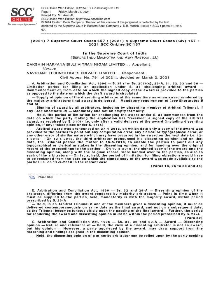 Dakshin Haryana Bijli Vitran Nigam Ltd v Navigant Technologies (P