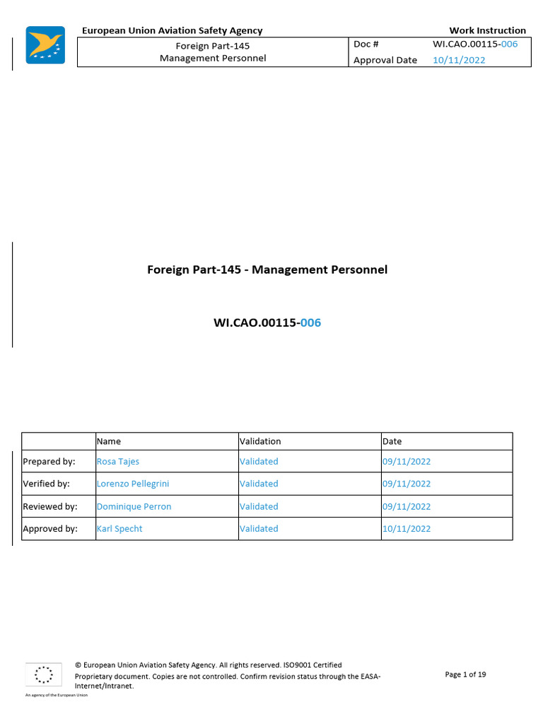 Foreign Part-145 Management Personnel Guide | PDF | European Union ...