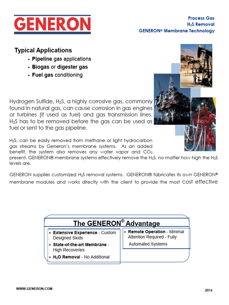 Hydrogen Sulfide Removal | PDF | Membrane | Biogas
