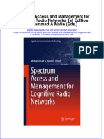 Textbook Spectrum Access and Management For Cognitive Radio Networks 1St Edition Mohammad A Matin Eds Ebook All Chapter PDF
