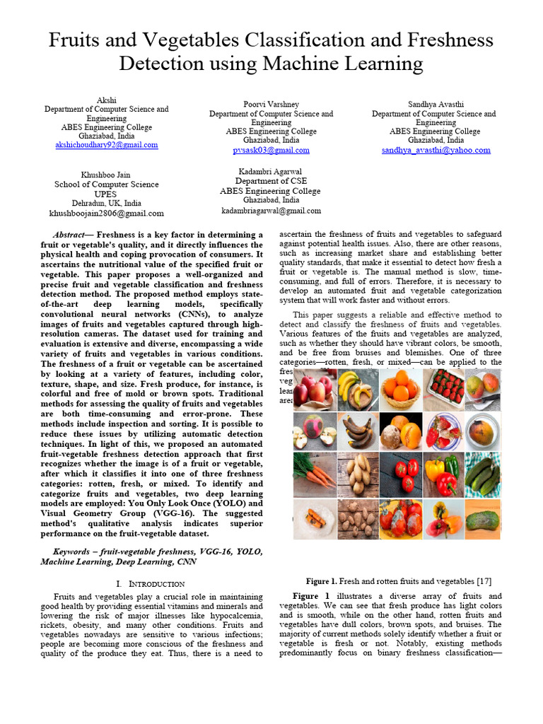 Machine Learning for Freshness Detection | PDF | Support Vector Machine ...