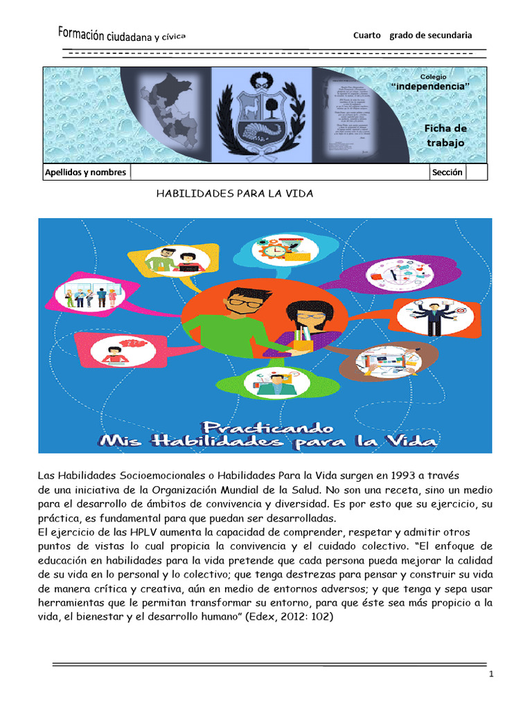 Ficha Habilidades para La Vida 3 | PDF | Pensamiento | Las emociones