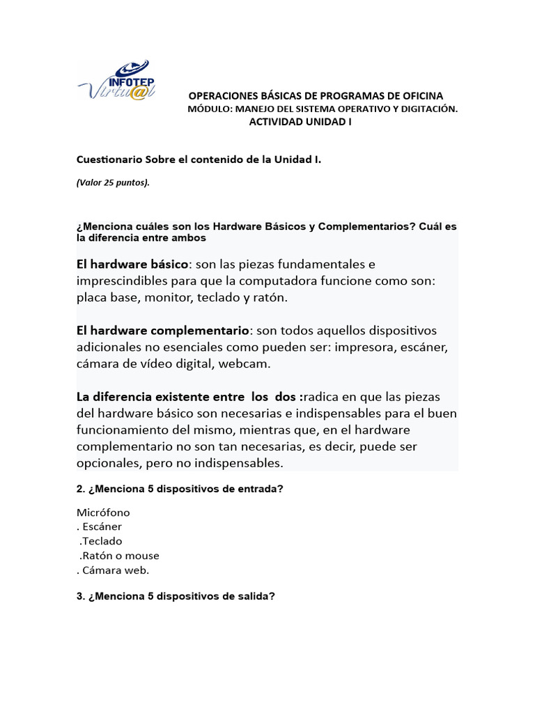 Ejercicio 1 Módulo 2. S.O. | PDF | Hardware de la computadora | Archivo ...