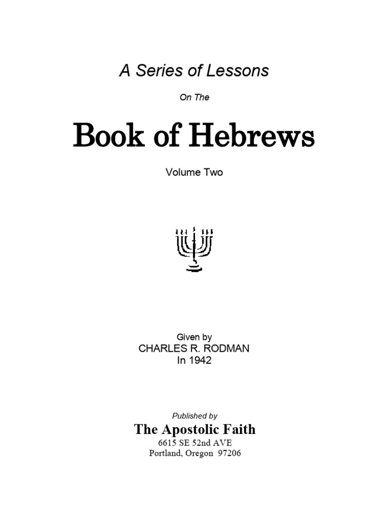 Hebrews Lessons by Charles Rodman | PDF | Tabernacle | Covenant (Biblical)