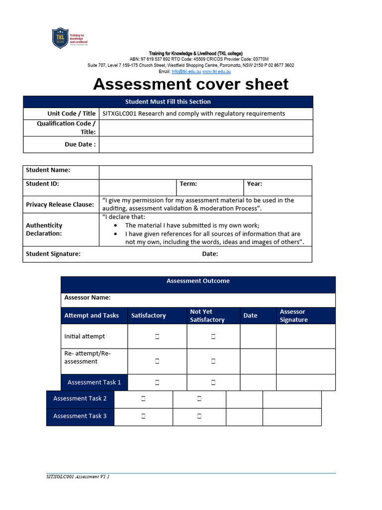 Student Assessment Guide | PDF | Regulatory Compliance | Occupational ...
