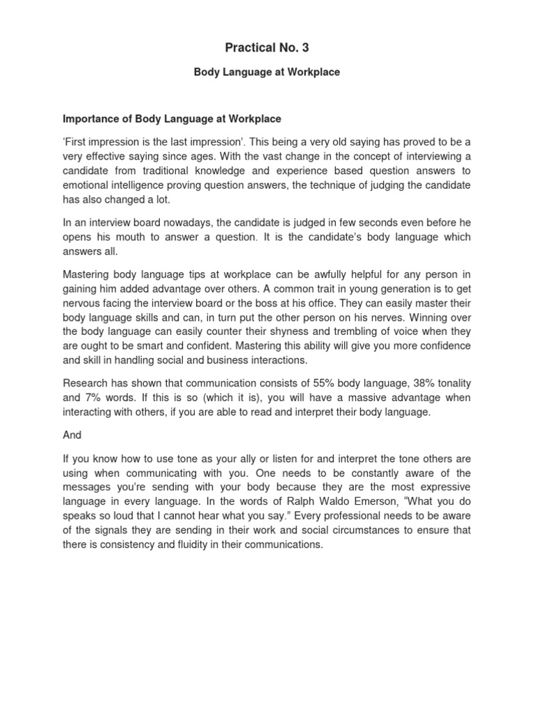 Mastering Body Language at Work | PDF | Language Arts & Discipline