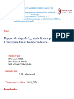 Rapport de Stage de 3 Année Licence Professionnel Dans L'entreprise Oulad Kouider Industriel