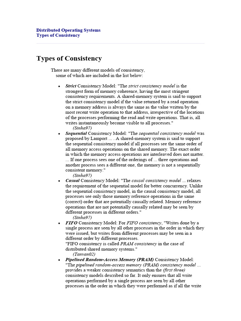 Types of Consistency in DSM PDF Computing Computer Memory