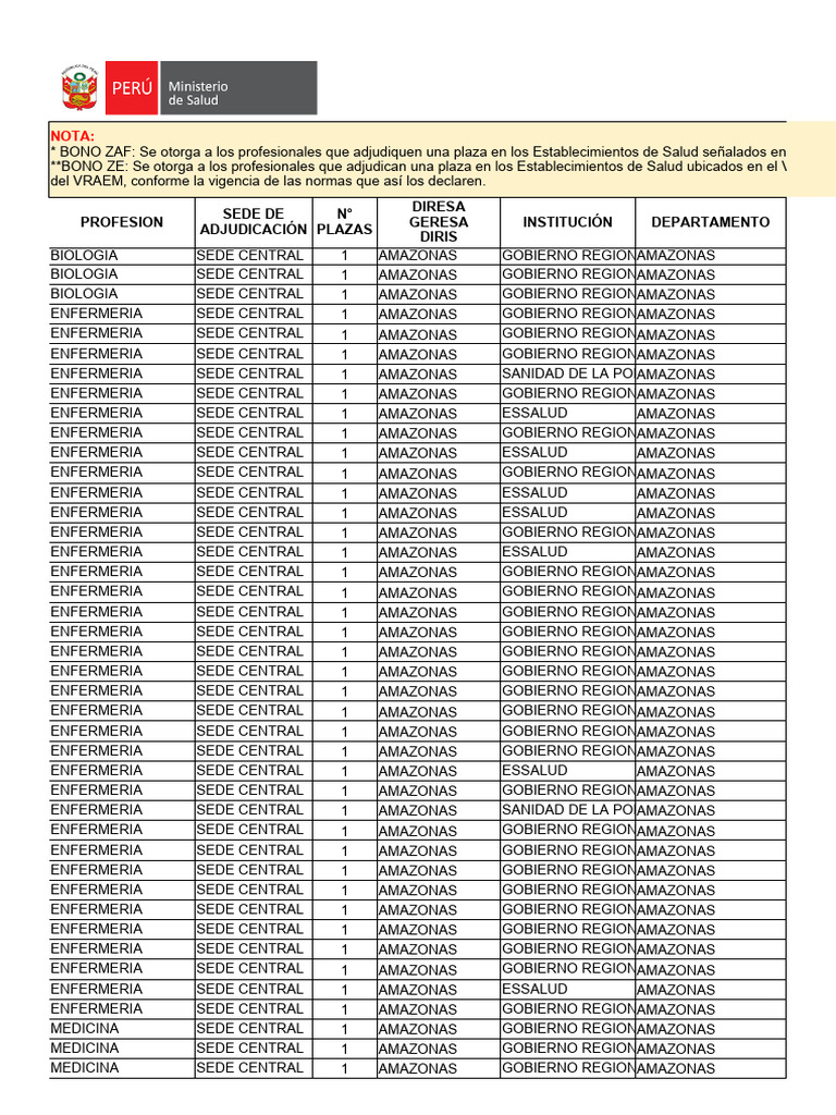 Publicacion Del Listado de Adjudicados de La Modalidad Remunerada Serums  2024 I | PDF | Cuidado de la salud | Programas sociales