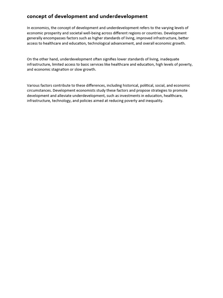 Understanding Development and Underdevelopment | PDF