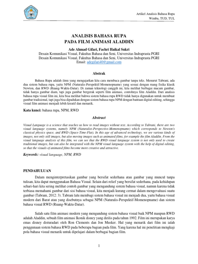 Analisis Bahasa Rupa Film Aladdin | PDF