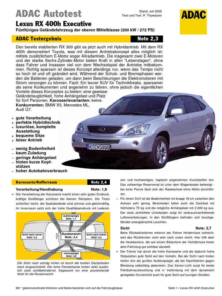 Lexus RX 400h Executive | PDF