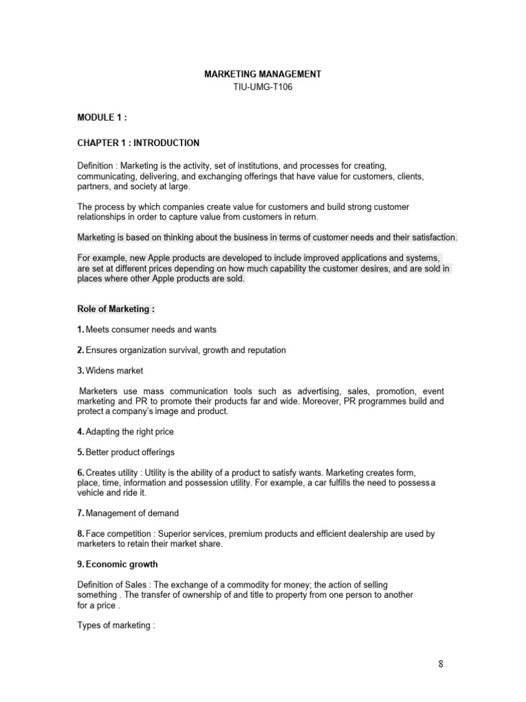 Marketing Management Overview and Strategies | PDF | Marketing | Sales