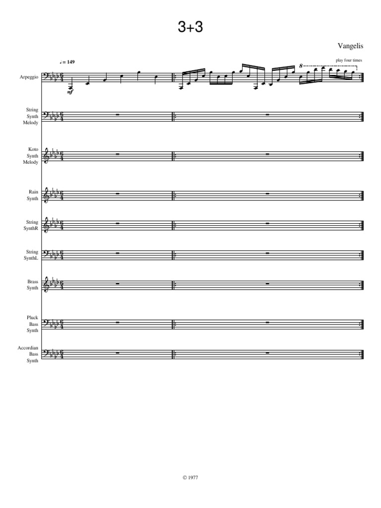 Vangelis: Play Four Times | PDF | String Instruments | Double Bass