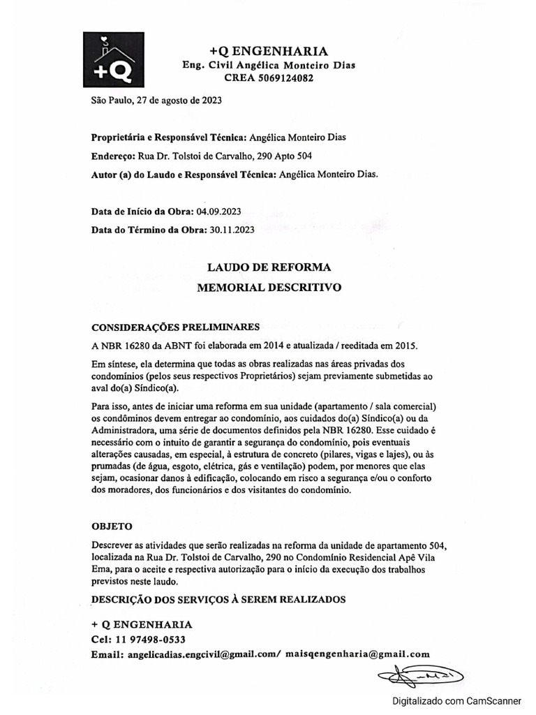 Laudo de Reforma Com Memorial Descritivo | PDF
