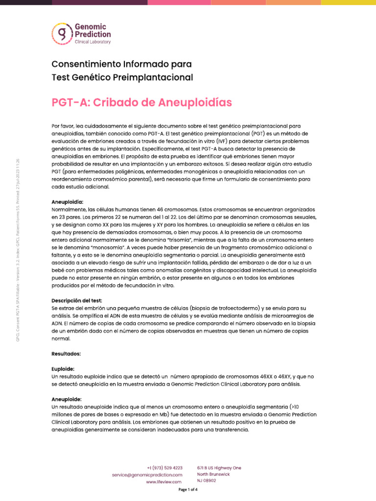 GPCL PGT-A Consent Form Fillable | PDF