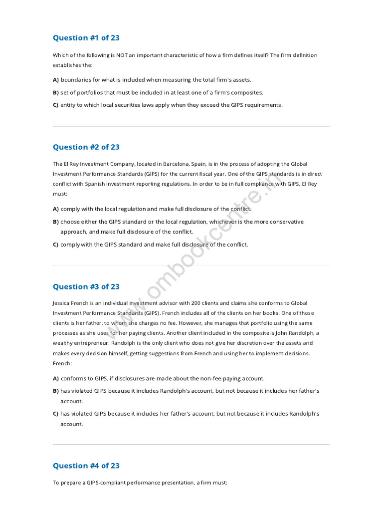 CFA L1 Reading 5 The GIPS Standards | PDF