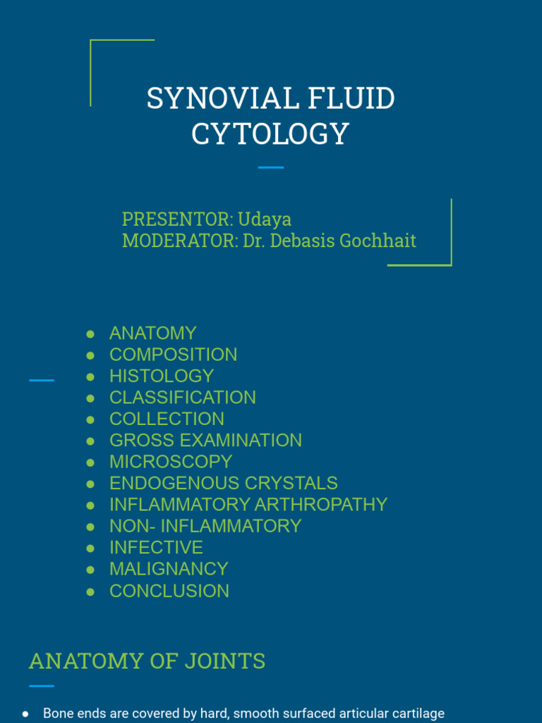 Synovial Fluid Cytology | Download Free PDF | Inflammation | Cartilage