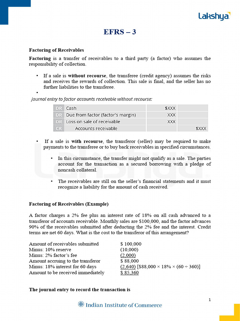 Factoring Receivables Explained | PDF | Investing | Cost Of Goods Sold