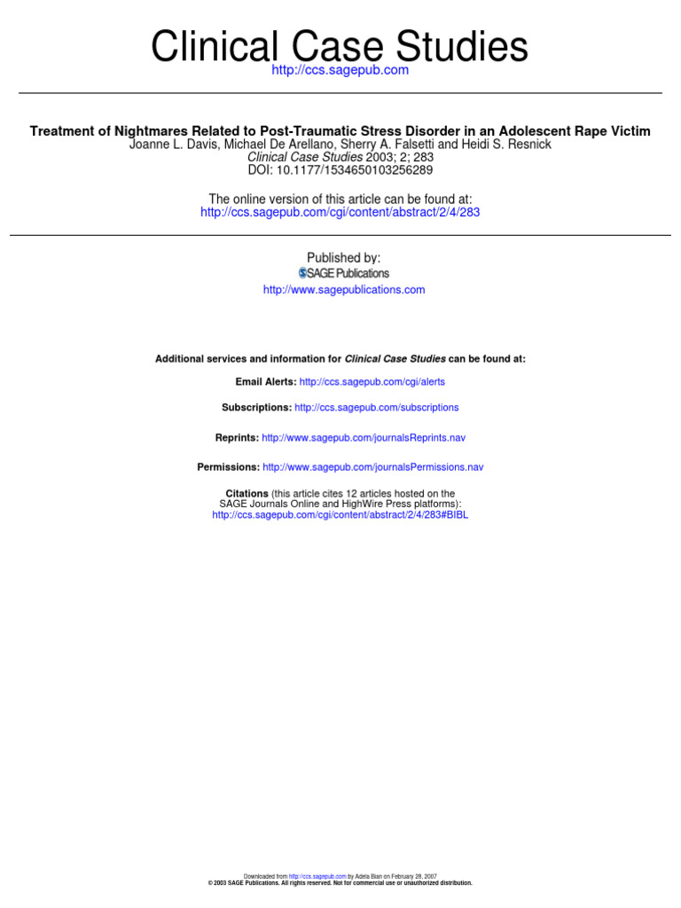 Treatment of Nightmares Related To Post-Traumatic Stress Disorder in An ...