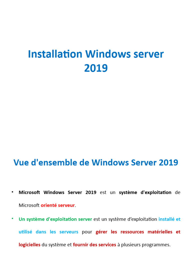 Installation de Windows Server 2019 | PDF | Serveur (Informatique ...