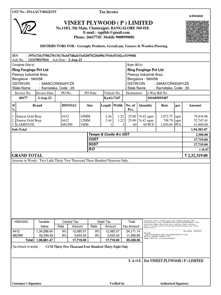 Invoice for Cement Purchase 40177 | PDF | Government Finances | Payments