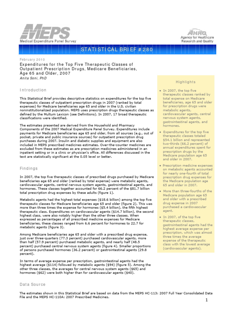 Stat 280 | PDF | Medicare (United States) | Prescription Drugs