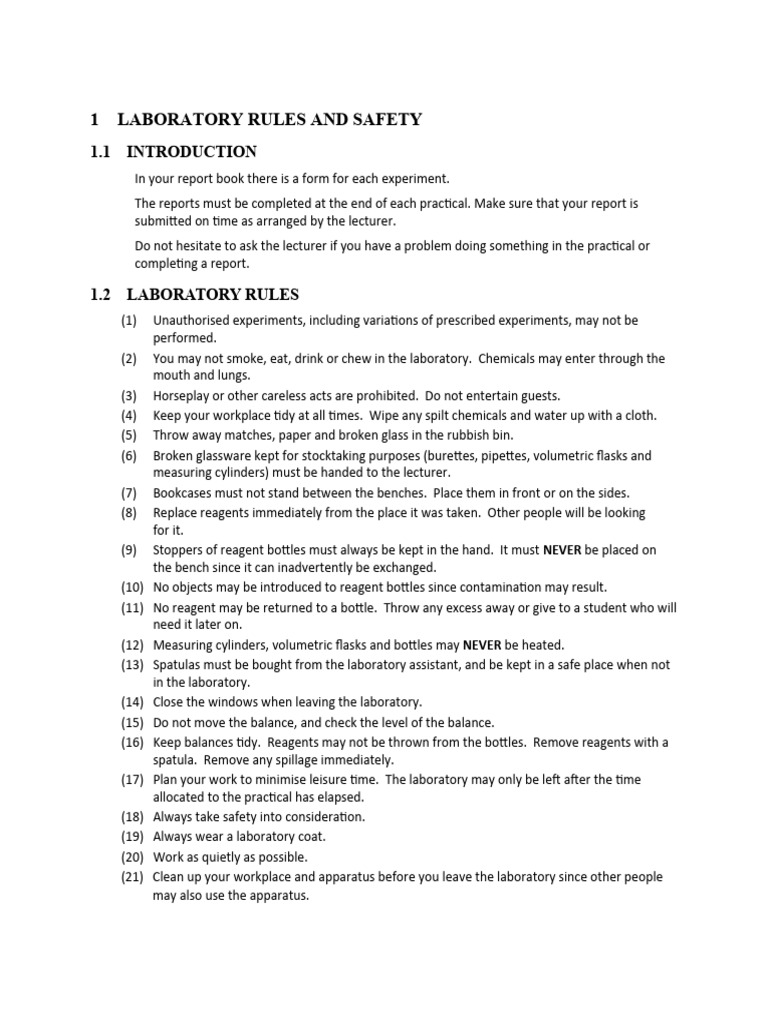 Laboratory Safety and Rules Guide | PDF | Filtration | Hazards