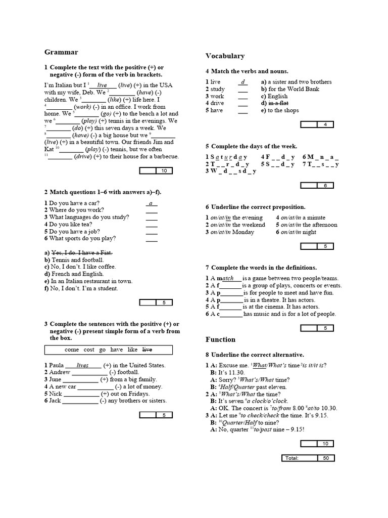 English Grammar Practice Exercises | PDF | Language Mechanics ...