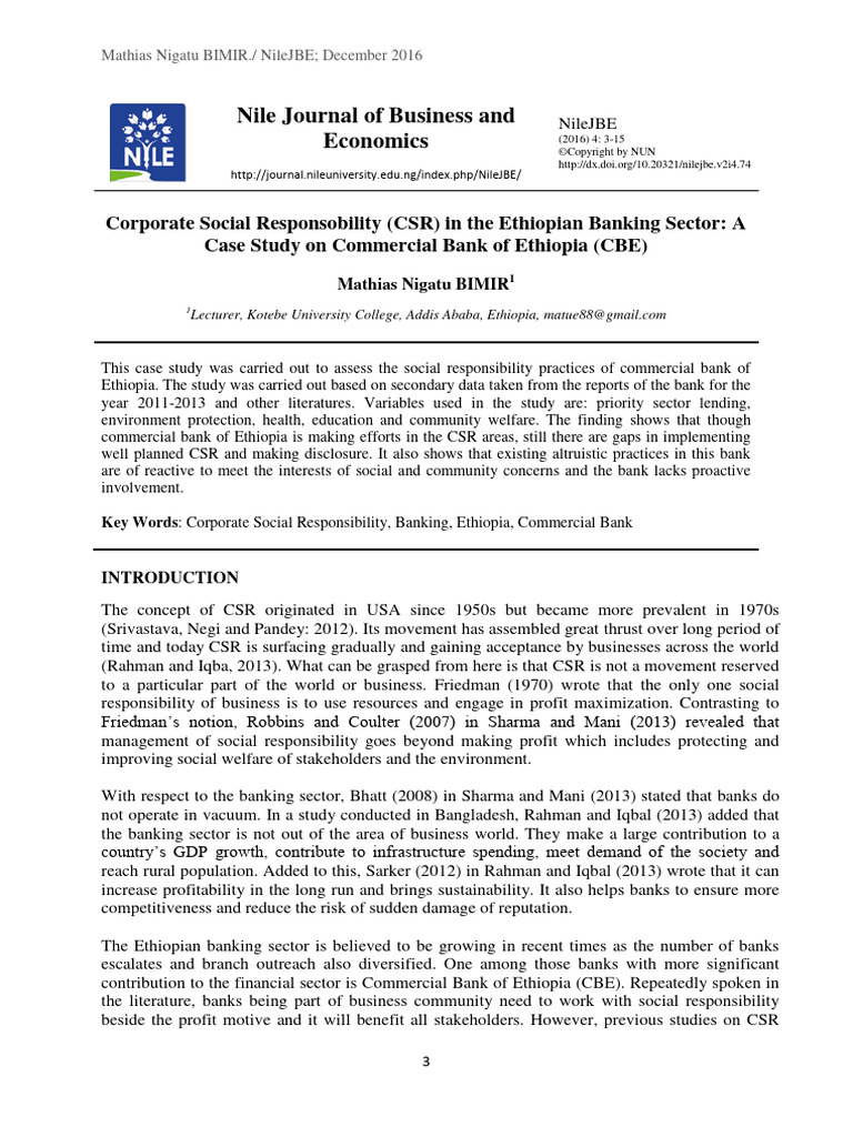Corporate Social Responsobility CSR in The Ethiopi | PDF | Corporate ...