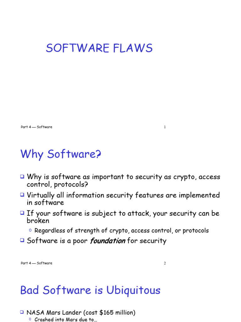 Lecture6 Software Flaws | PDF | Software Bug | Malware