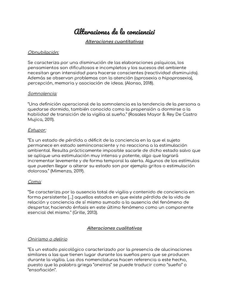 Alteraciones de La Conciencia y La Percepción | PDF | Percepción ...