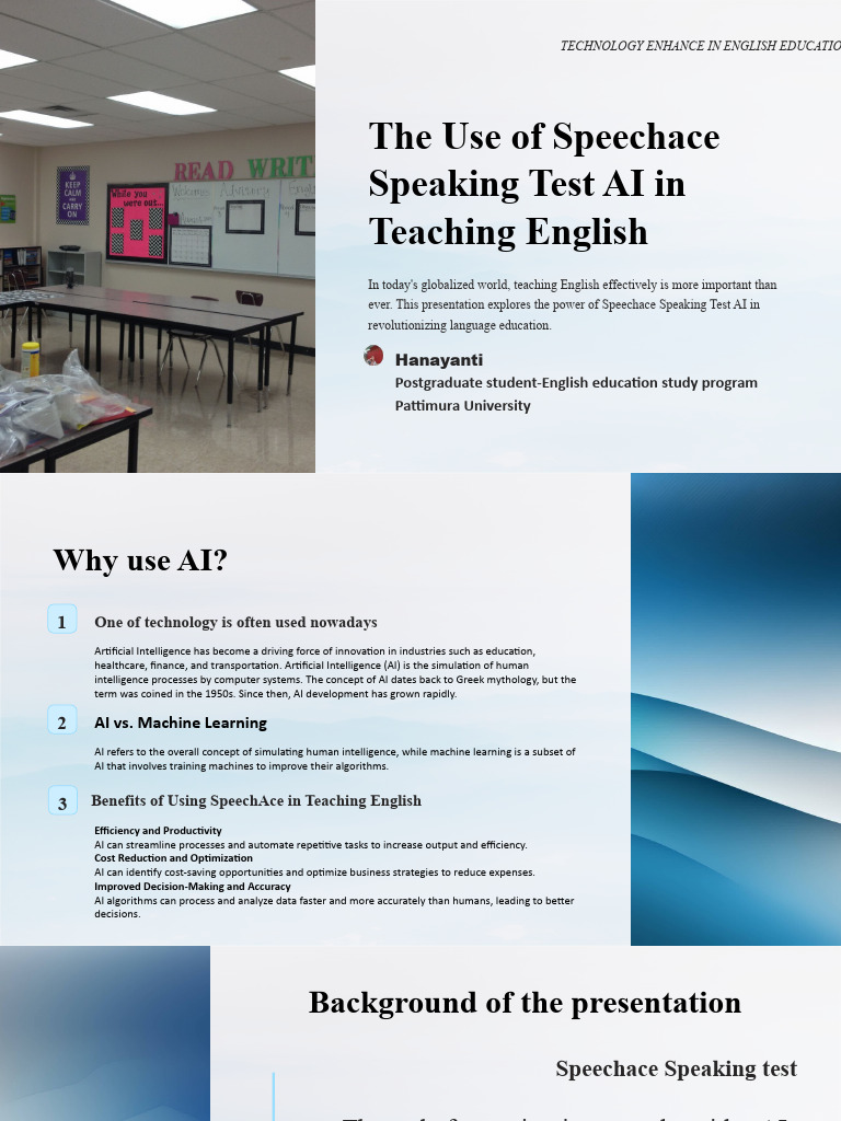The use of speechace speaking test ai in teaching english pdf