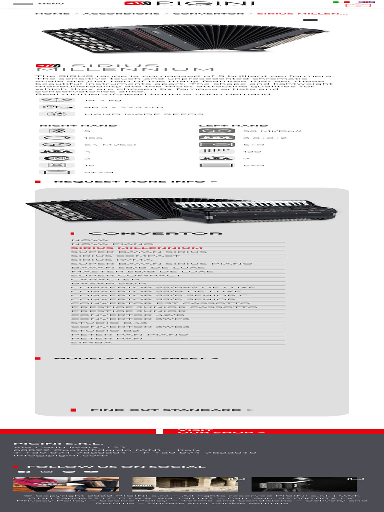 SIRIUS MILLENNIUM Pigini Accordions PDF Accordion Music Technology