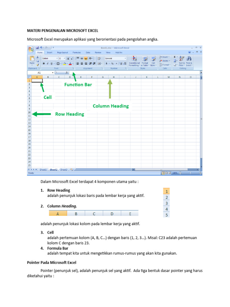 Pengenalan Komponen Microsoft Excel | PDF
