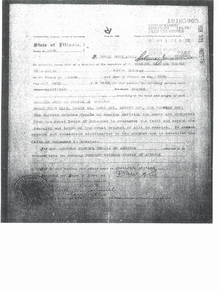 Noble Drew Ali Filing | PDF