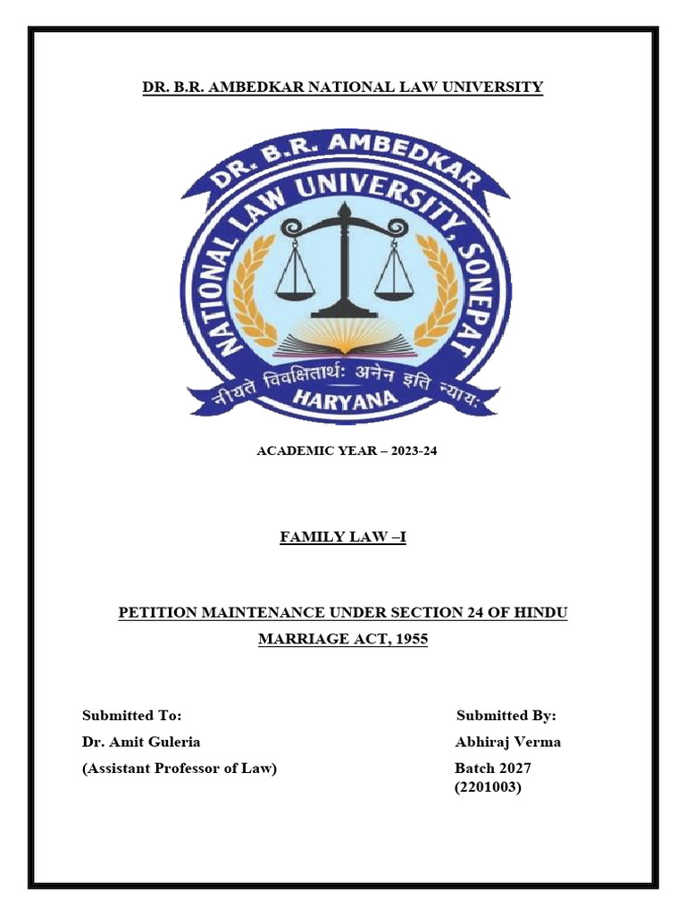 Maintenance Petition under HMA Section 24 | PDF | Advocate | Affidavit