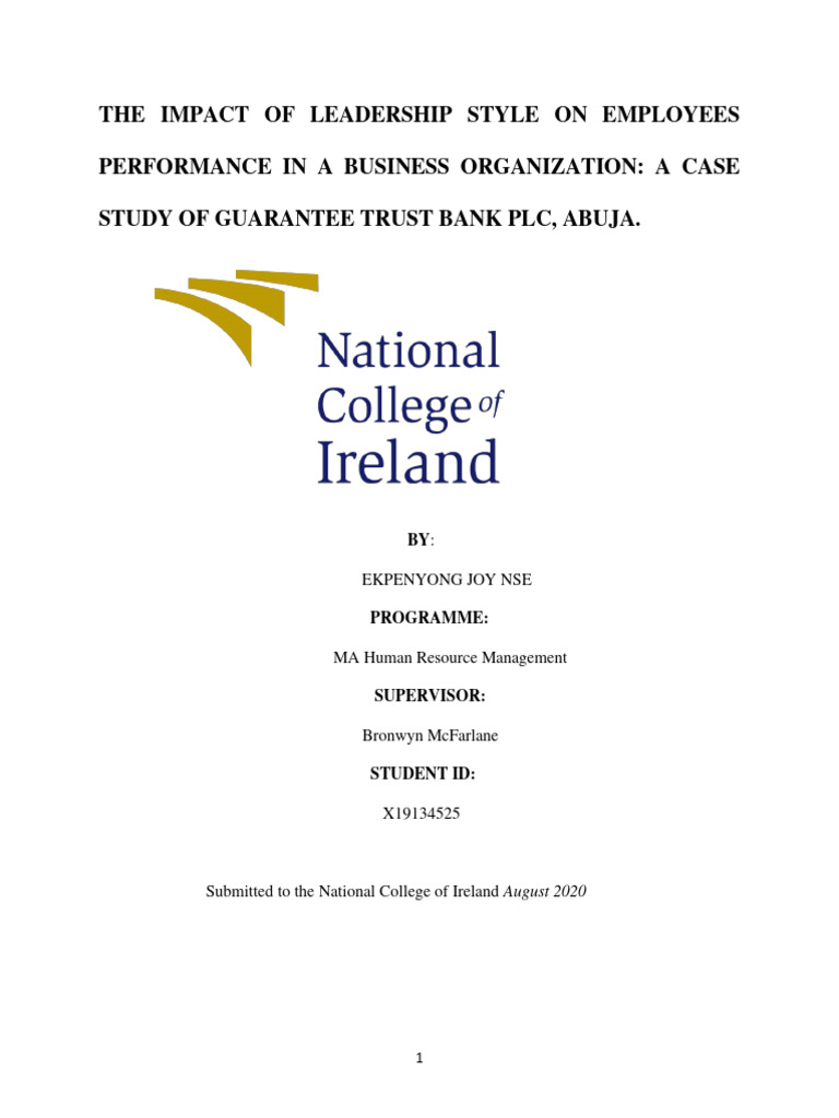 Leadership Styles and Employee Performance | PDF | Leadership ...