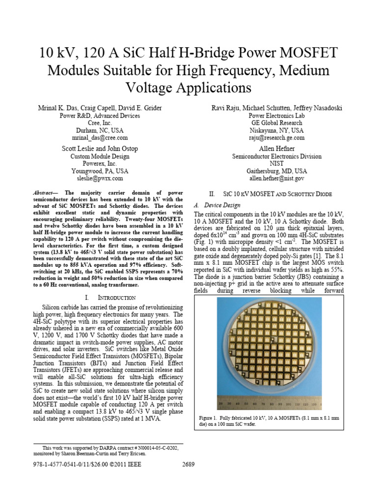 10 kV SiC Half H-Bridge MOSFET Module | PDF | Mosfet | Field Effect ...