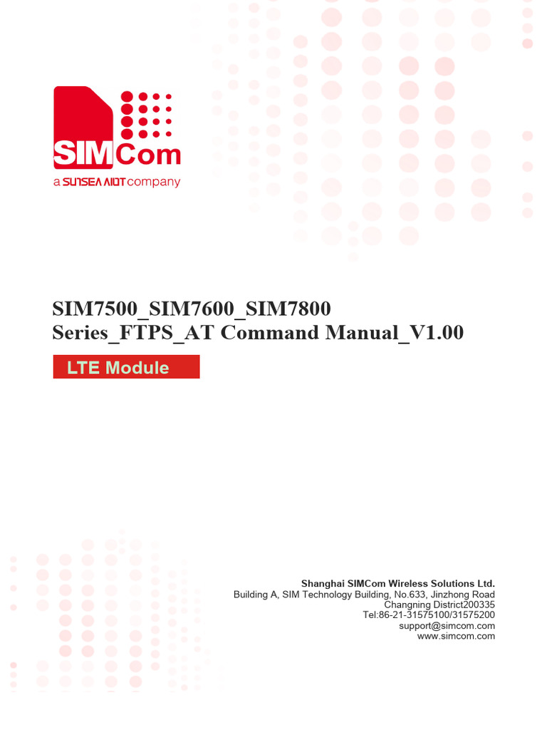 SIM7500 - SIM7600 - SIM7800 Series - FTPS - AT Command Manual - V1.00 ...