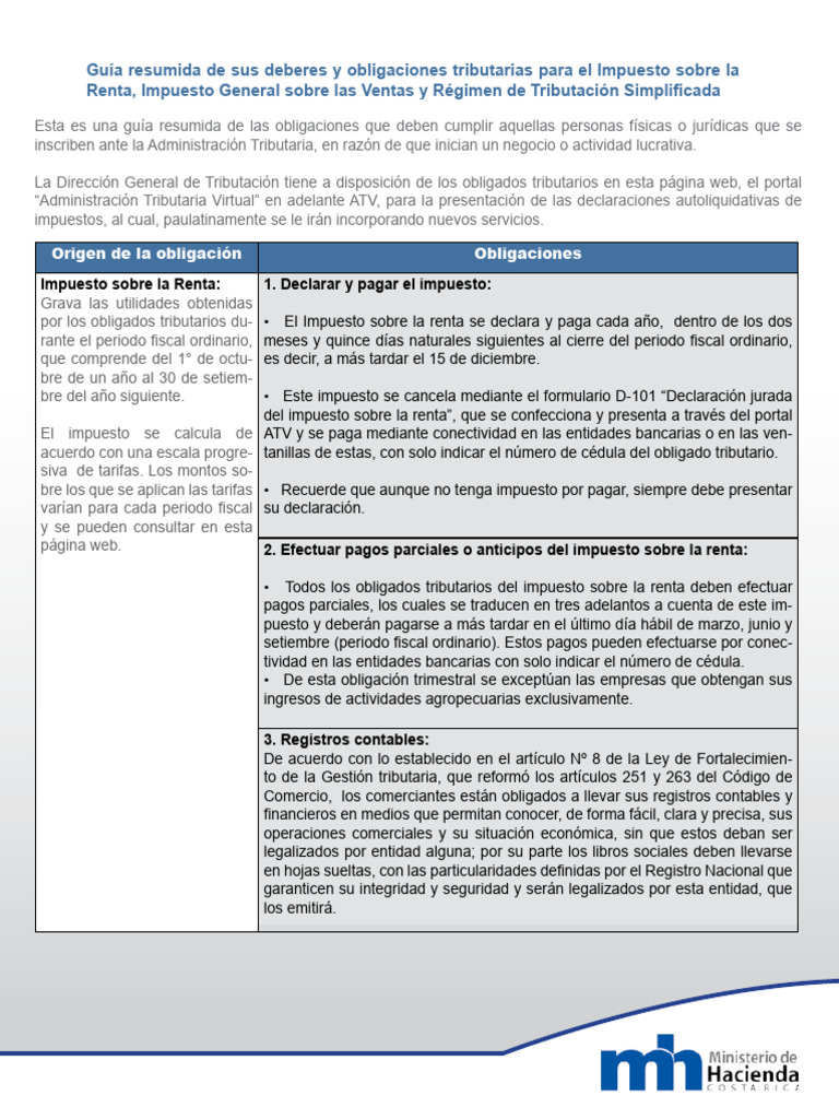Guía de Deberes y Obligaciones Tributarias | PDF | Impuestos | Impuesto ...