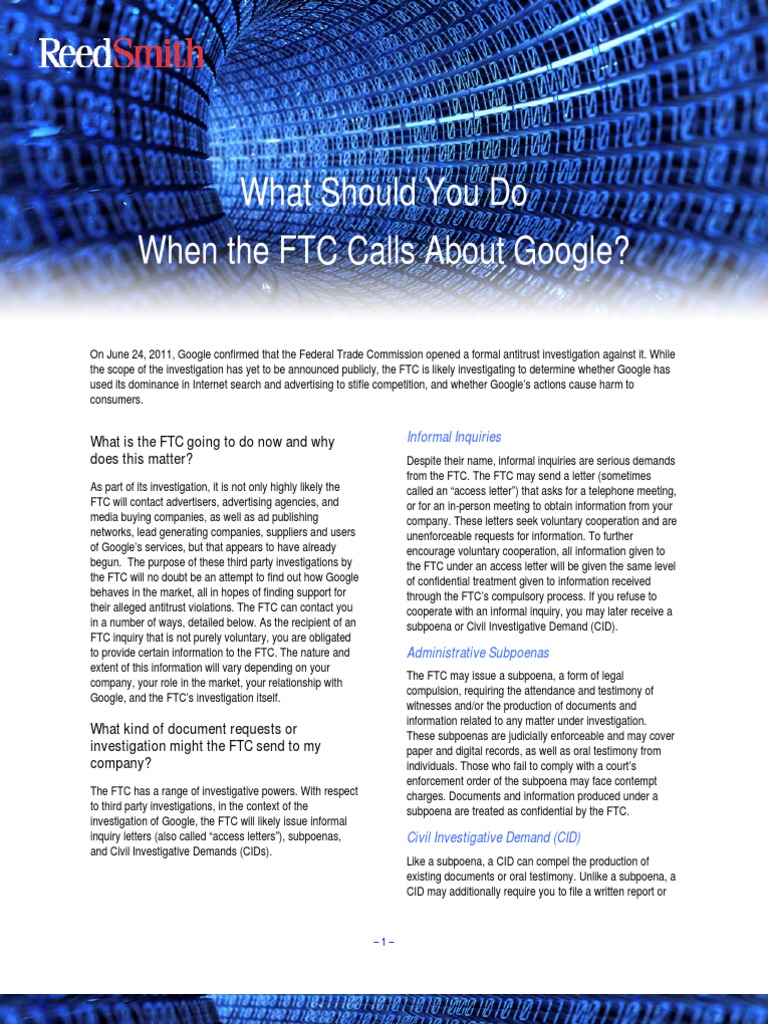 FTC Investigation Procedures | PDF | Federal Trade Commission ...