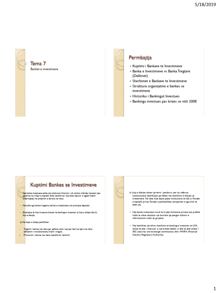 Slide Tema 6 - Bankat e Investimeve | PDF
